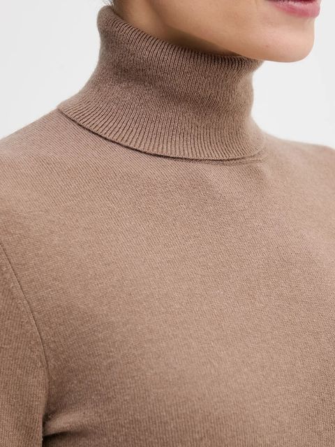 Sisley sweter z domieszką wełny damski kolor brązowy lekki z golfem 102HM2174