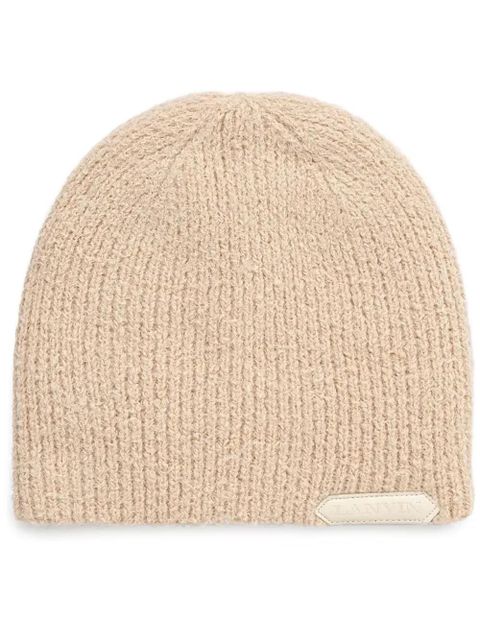 Lanvin logo-appliqué beanie - Neutrals - zdjęcie produktu nr 1