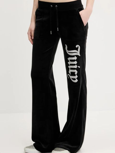 Juicy Couture spodnie dresowe welurowe dziecięce LAYLA CAVIAR damskie kolor czarny z aplikacją JCBBJ125806