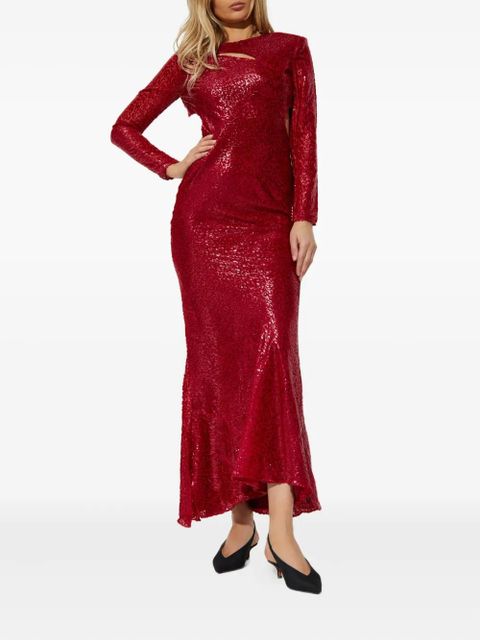 Self-Portrait cut-out long-sleeved dress - Red - zdjęcie produktu nr 2