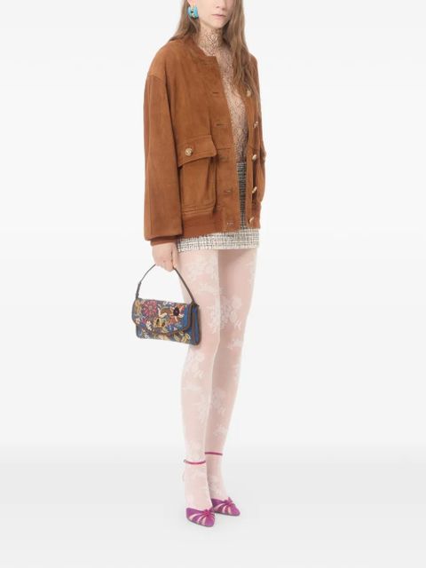 Valentino Garavani DeVain small embroidered denim shoulder bag - Blue