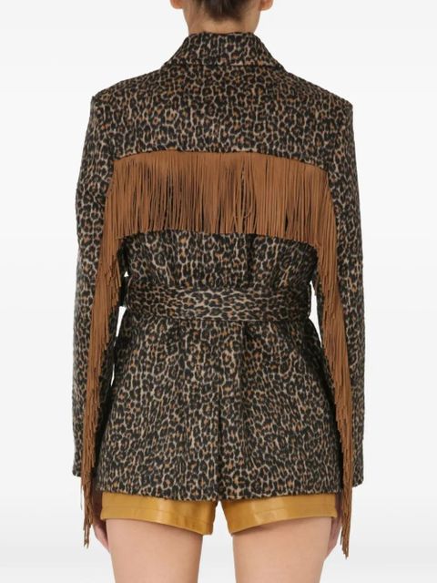 Saint Laurent fringed animal print jacket - Neutrals