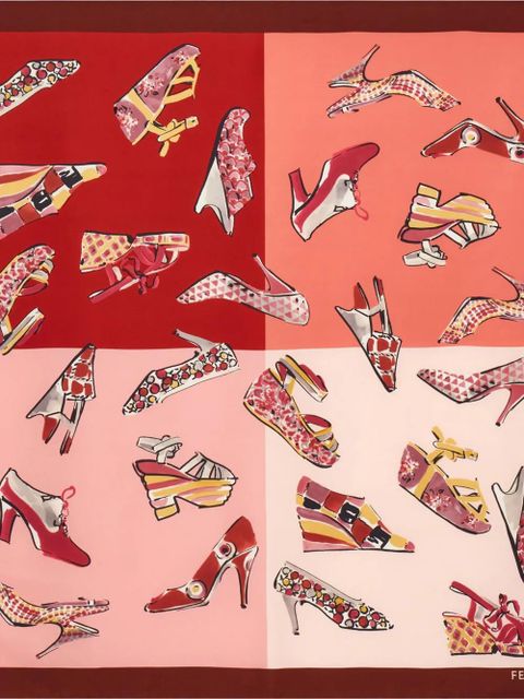 Ferragamo genio shoe print silk scarf - Pink - zdjęcie produktu nr 1