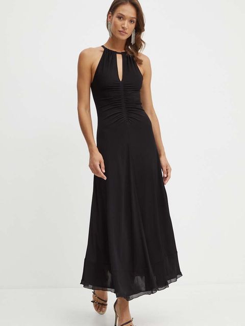 Twinset sukienka kolor czarny maxi rozkloszowana 241TT2090