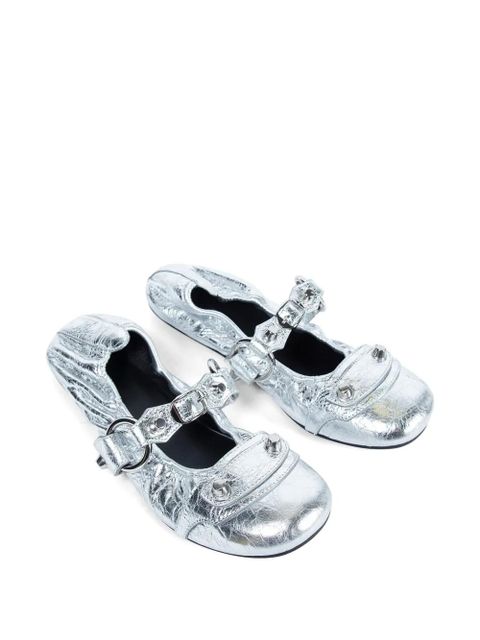 Balenciaga studded strap ballet flats - Silver