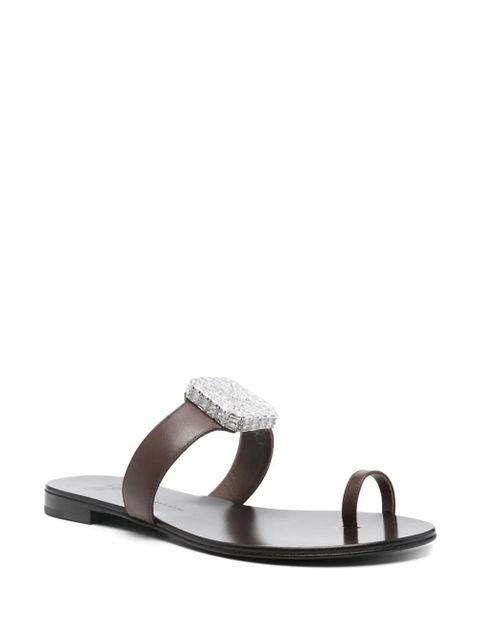 Giuseppe Zanotti leather slides - Brown - zdjęcie produktu nr 2