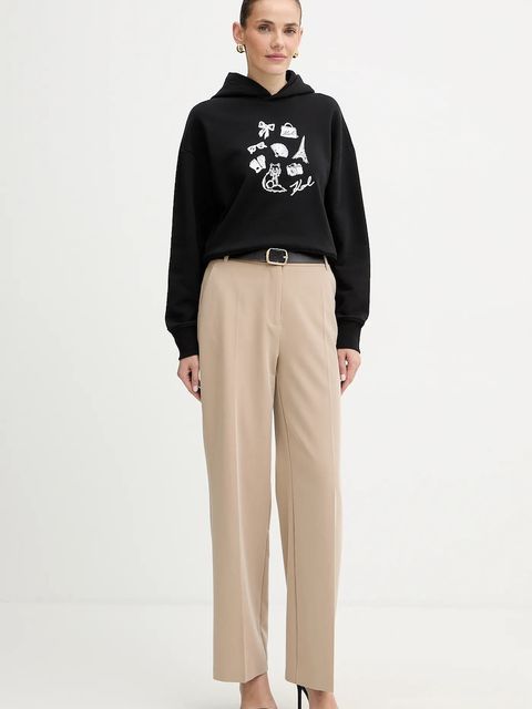 Karl Lagerfeld bluza bawełniana damska kolor czarny z kapturem wzorzysta B1W20019 - zdjęcie produktu nr 2