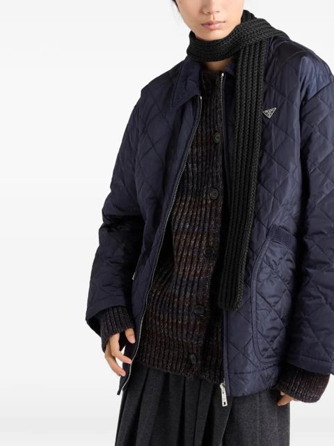 Prada enameled triangle knit scarf - Black