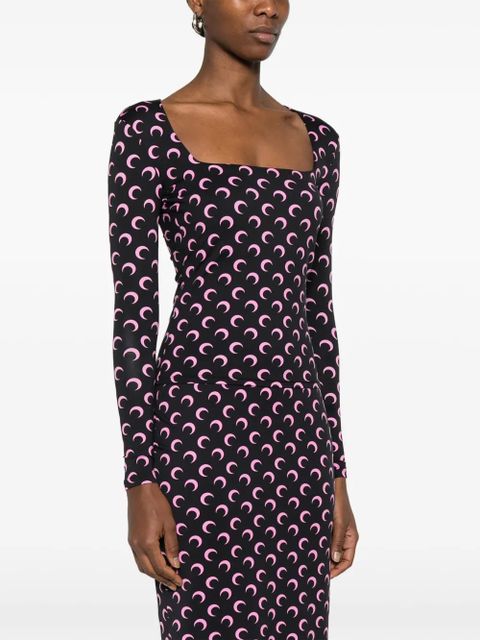 Marine Serre long-sleeved patterned top - Black