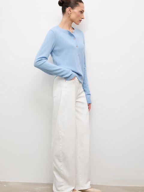 Answear.LAB kardigan z wełny merino damski kolor niebieski lekki