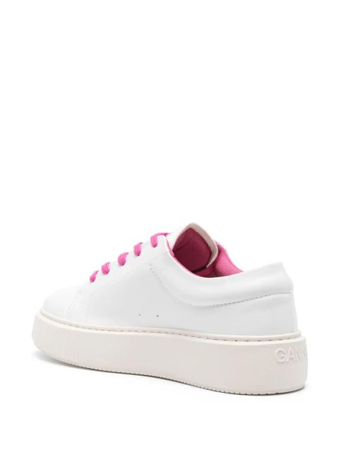 GANNI logo-embossed leather sneakers - White