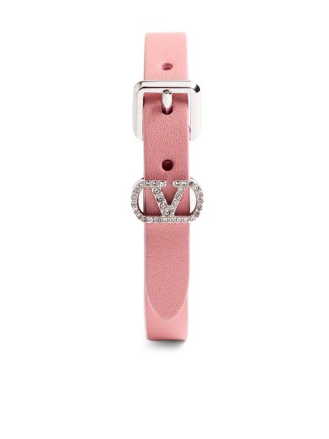 Valentino Garavani Ovalette Swarovski®-crystal leather bracelet - Pink