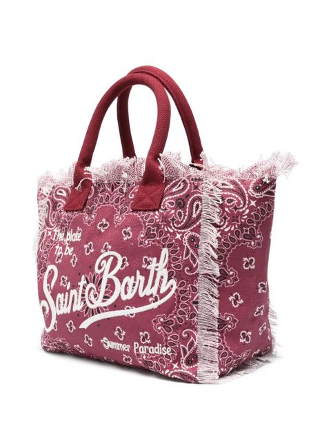 MC2 Saint Barth Vanity bandana-print frayed shoulder bag - Red