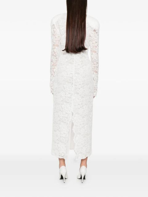 Rowen Rose lace-overlay midi dress - White