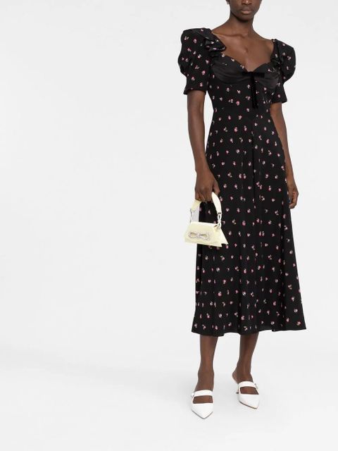 Alessandra Rich floral-print midi dress - Black - zdjęcie produktu nr 2