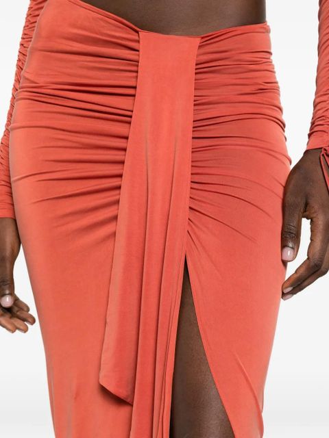 Balmain draped-detail slit maxi skirt - Orange