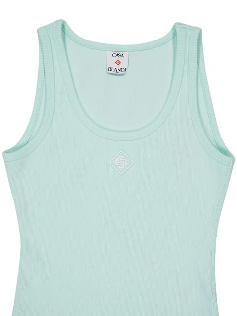 Casablanca rine-ribbed square-neck tank top - Green - zdjęcie produktu nr 2