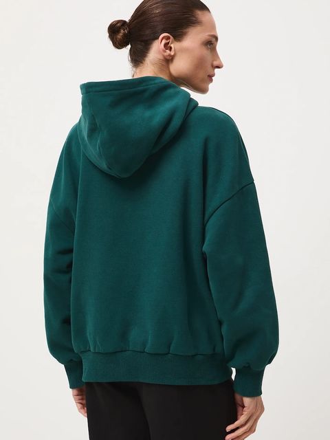 Medicine bluza damska kolor zielony z kapturem gładka