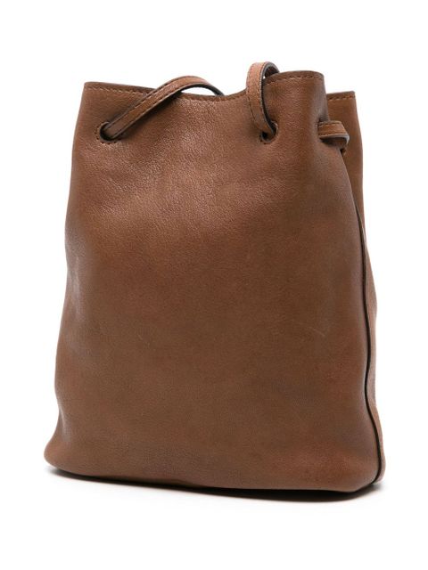 Miu Miu mini logo-embossed bucket bag - Brown