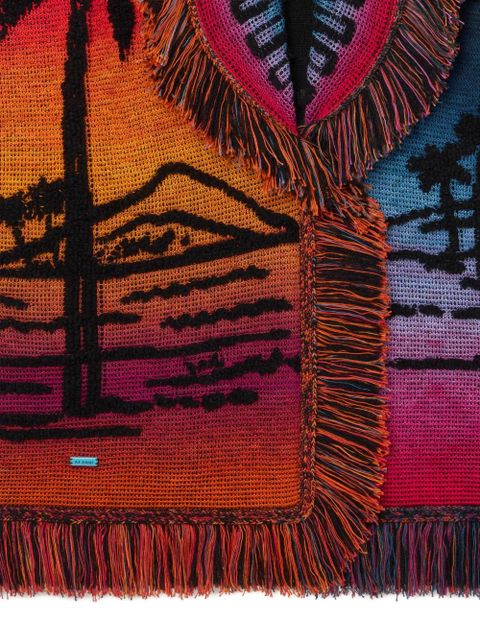 Alanui Sunset Stories fringed cardi-coat - Black