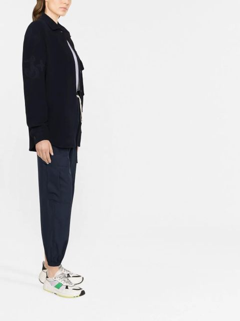 Jil Sander flocked-monogram wool jacket - Blue