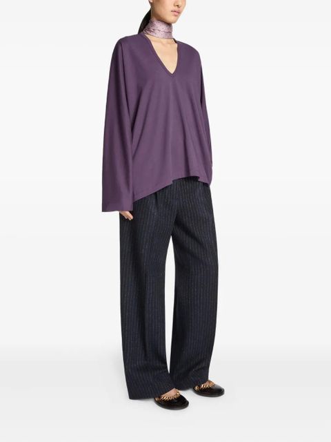 DRIES VAN NOTEN V-neck long-sleeve tee - Purple