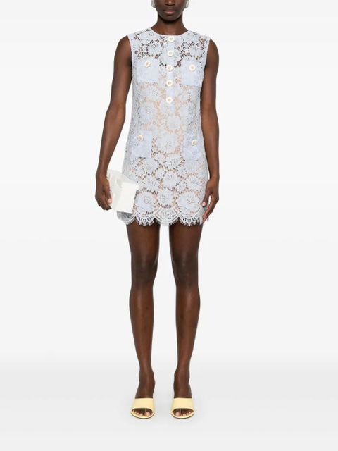 Self-Portrait fine-lace mini dress - Blue