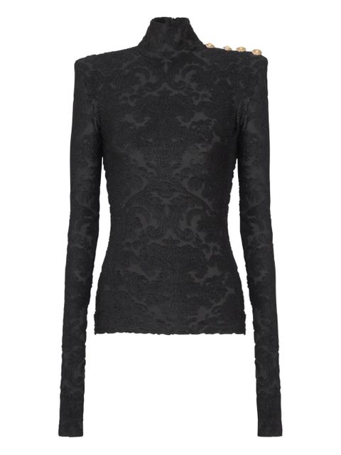 Balmain baroque-pattern long-sleeved top - Black - zdjęcie produktu nr 1