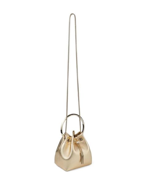 Jimmy Choo Bon Bon metallic-finish bucket bag - Gold