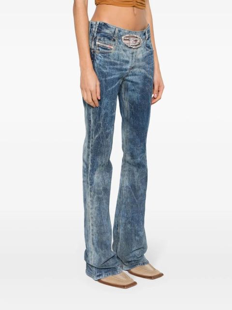 Diesel gem-logo buckle flared jeans - Blue