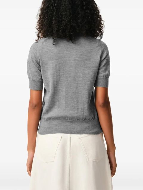 AMI Paris Ami De Coeur logo-detail short-sleeves cardigan - Grey