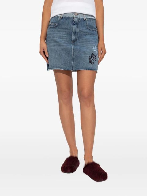 Marni embroidered frayed denim mini skirt - Blue - zdjęcie produktu nr 2
