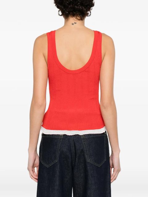 SANDRO lace ribbed top - Red