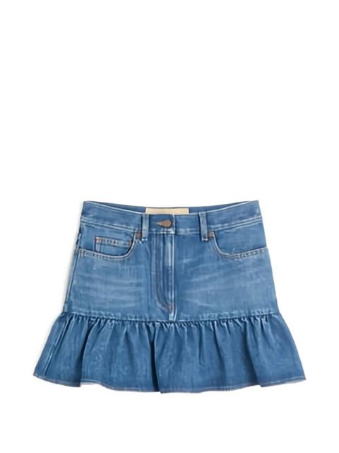 Valentino Garavani ruffled denim mini skirt - Blue - zdjęcie produktu nr 2