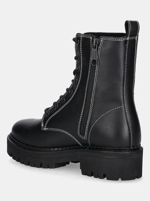 Tommy Jeans workery skórzane TJW URBAN LACE UP BOOT damskie kolor czarny na płaskim obcasie EN0EN02907 - zdjęcie produktu nr 2