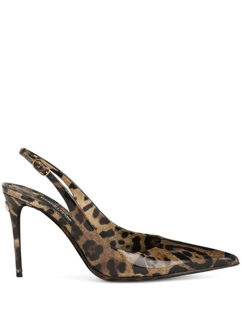 Dolce & Gabbana KIM DOLCE&GABBANA leopard-print slingback pumps - Brown - zdjęcie produktu nr 1