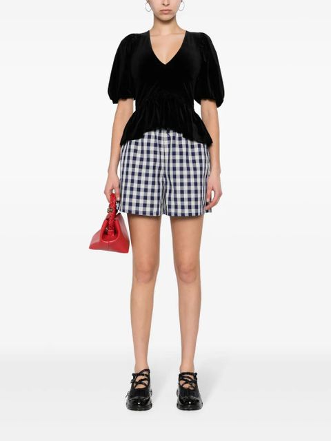 GANNI V-neck velvet blouse - Black - zdjęcie produktu nr 2