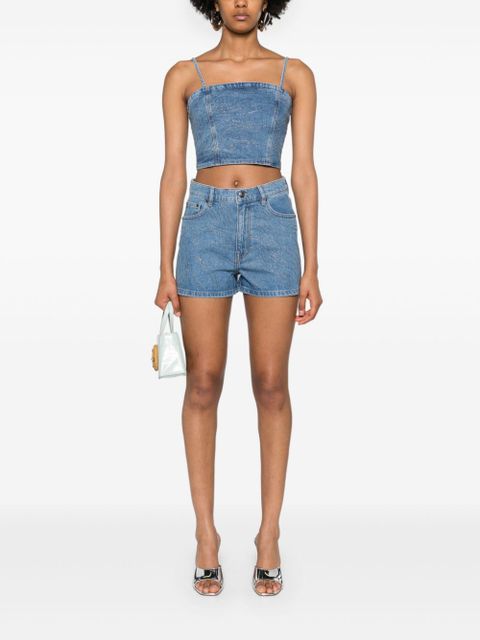 ROTATE BIRGER CHRISTENSEN rhinestoned high-rise denim shorts - Blue - zdjęcie produktu nr 2