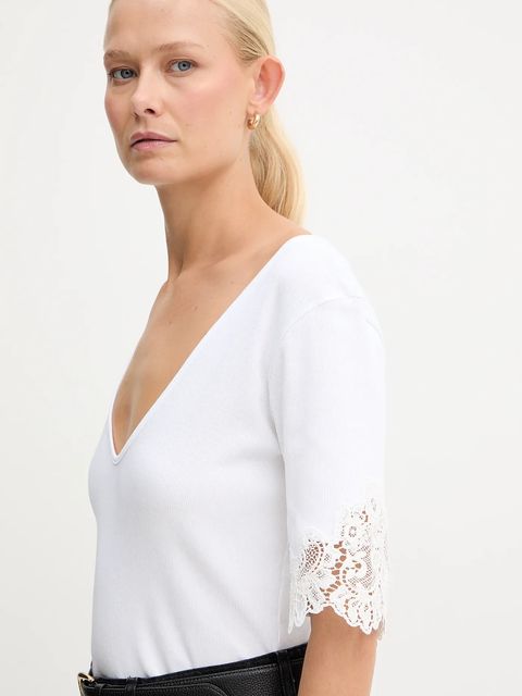 Twinset t-shirt bawełniany damski kolor biały 252TT2170