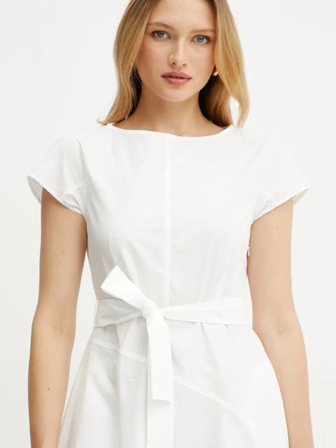 Weekend Max Mara sukienka bawełniana kolor biały mini rozkloszowana 2515221142600