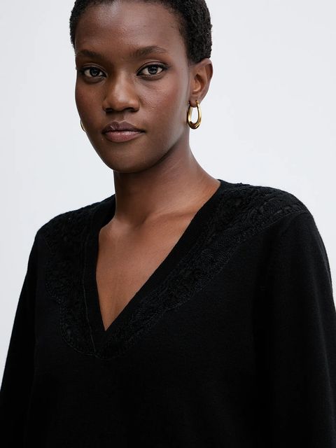 Twinset sweter z domieszką wełny damski kolor czarny 252TT3440