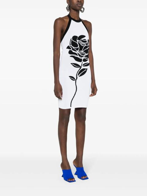 Balmain rose-intarsia halterneck minidress - Black