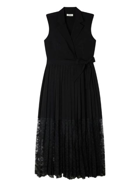SANDRO pleated lace midi dress - Black - zdjęcie produktu nr 1