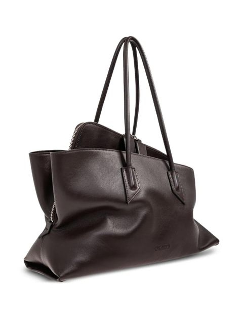 The Attico medium La Passeggiata leather tote bag - Brown