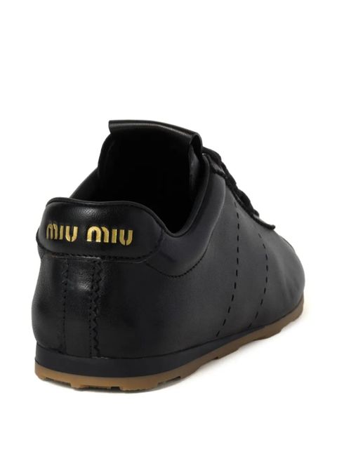 Miu Miu Plume leather sneakers - Black
