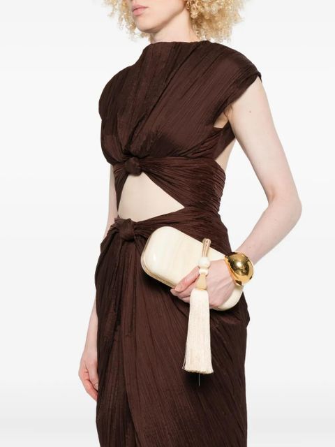 Cult Gaia small Yasmin tassel-embellished clutch bag - Neutrals