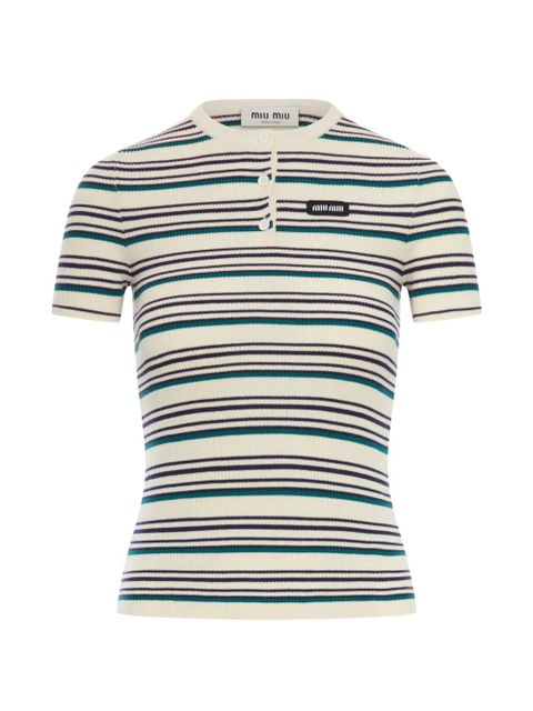 Miu Miu striped cotton polo jumper - Neutrals - zdjęcie produktu nr 1
