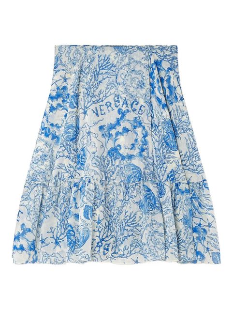 Versace Underwater Barocco crêpe midi skirt - Blue - zdjęcie produktu nr 1