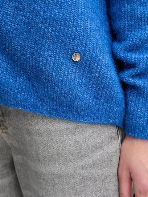 Mos Mosh sweter wełniany damski kolor niebieski