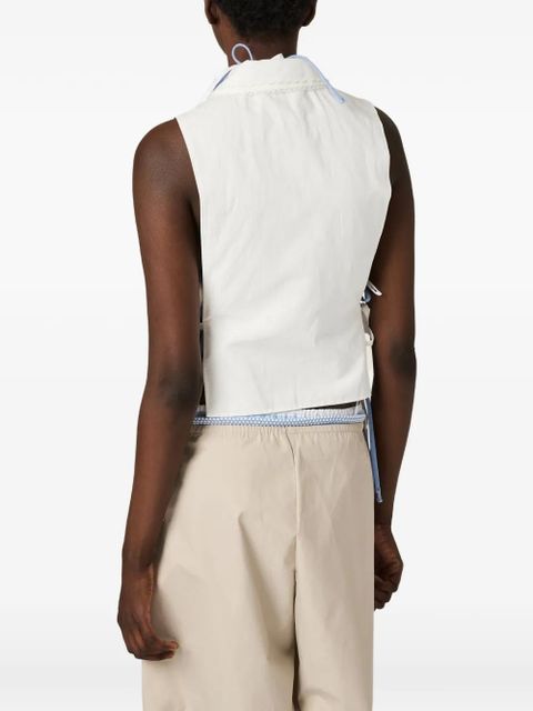 Miu Miu slubbed poplin side-tie shirt - White